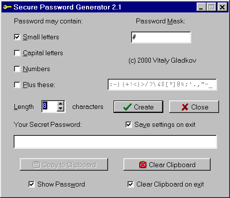 Secure Password Generator 2.1 Screenshot