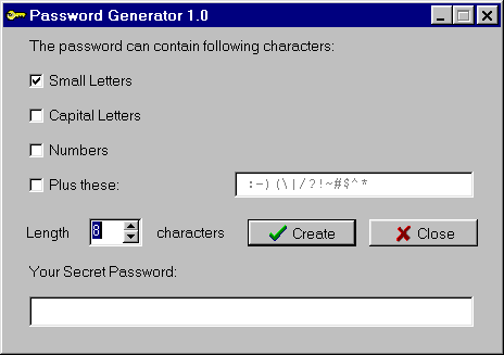 Password Generator 1.0 Screenshot