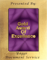 Yaggi Document Service Gold Award of Excellence